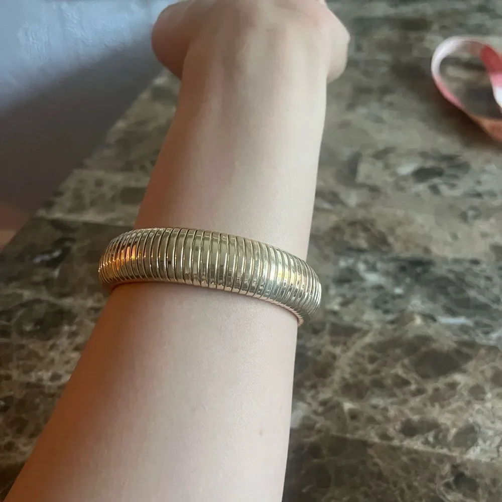 Anne Klein Bangle Gold-Tone Omega Chain Wide Stretch Bracelet​​​
